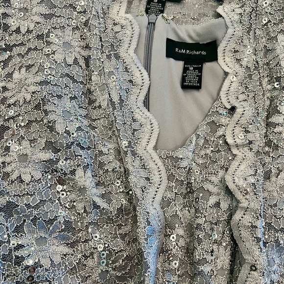 NWT R&M Richard’s Women’s 2 Piece Laced Long Jacket with Dress Set, size 18 - Picture 3 of 7